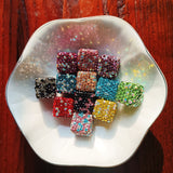 10pcs Rhinestone Beads,  16mm Square Spacer Beads for Jewelry Bracelet Necklace Pen Bag Chain Making Crafts Supplies