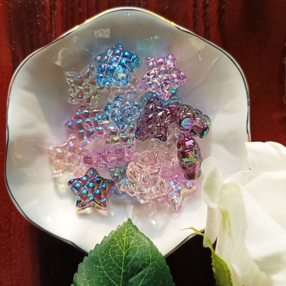 20pcs Pentagram Acrylic Beads, UV Plating Transparent Beads for Necklace Bracelet Earrings DIY Jewelry Decoration