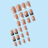 24 Pcs Almond Short Fake Nails Tips, Medium Press on French Nails, NO.25